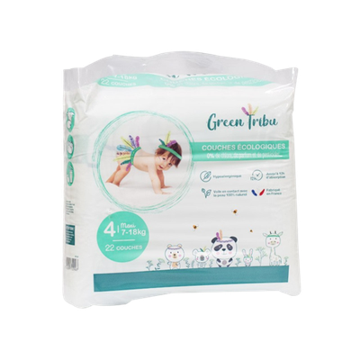 Image Green Tribu Couches écologiques bébé maxi Taille 4 (7-18kg) - 22 unités