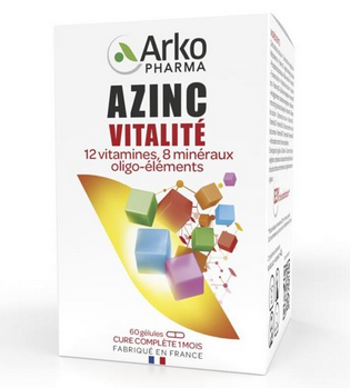 AZINC VITALITÉ ADULTE - Gélule, complément alimentaire, 12 vitamines, 8 minéraux et oligoéléments. - bt 60
