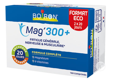 BOIRON - MAG'300+ Comprimé, complément alimentaire à base de magnésium et vitamines. - bt 160