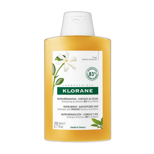 Image Klorane Shampoing nutritif après-soleil - Cheveux exposés au soleil - au Monoï & Tamanu BIO 200 ml