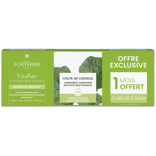Image Furterer René Furterer - Vitalfan - Antichute réactionnelle complément alimentaire pousse cheveux - Offre spéciale trio 3X30 capsules
