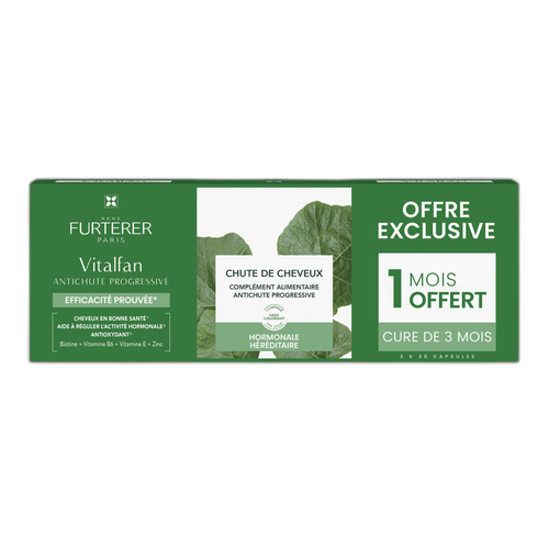 Image Furterer René Furterer - Vitalfan - Antichute progressive complément alimentaire chute cheveux - Offre spéciale trio 3X30 capsules