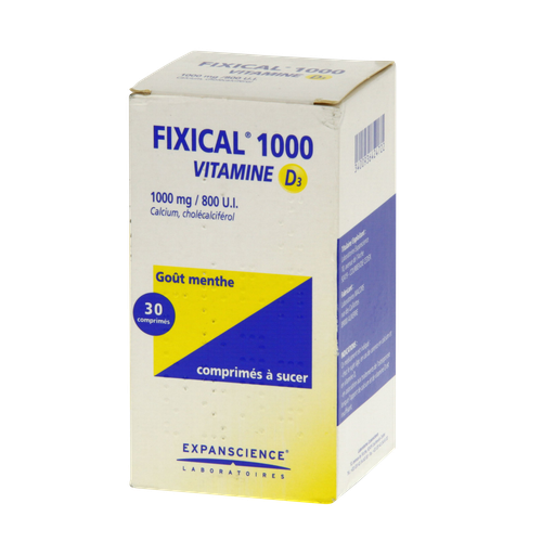 Image FIXICAL VITAMINE D3 1000MG/800UI COMPRIMÉ À SUCER BOITE DE 1 PILULIER DE 30