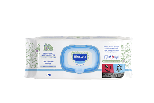 Image Mustela Lingettes nettoyantes à l'avocat bio Paquet de 70 lingettes
