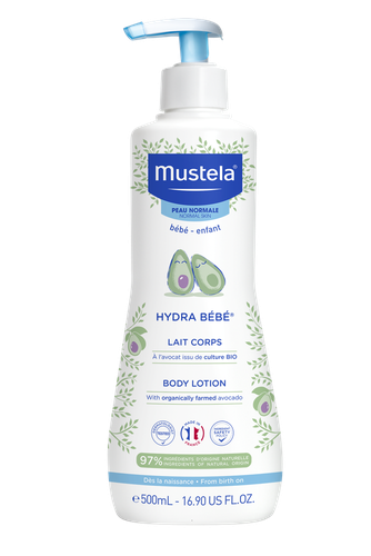 Image Mustela Hydra Bébé® Lait Corps à l'avocat bio Flacons pompe 500ml