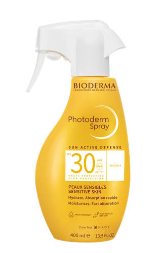 Image Bioderma Photoderm Spray SPF30 invisible, hydrate, aborption rapide pour les peaux sensibles