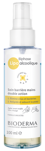 Bioderma Biphase Lipo alcoolique, spray désinfectant mains