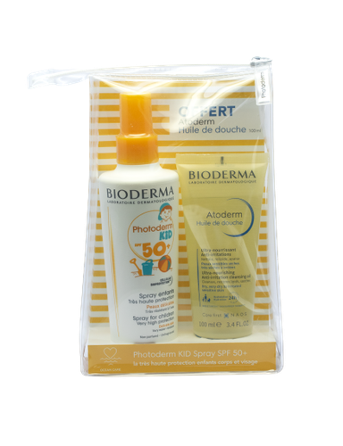 Image Bioderma Pack PHOTODERM KID Spray SPF 50+ protection écran total enfant +ATODERM Huile de Douche 100ML OFFERT